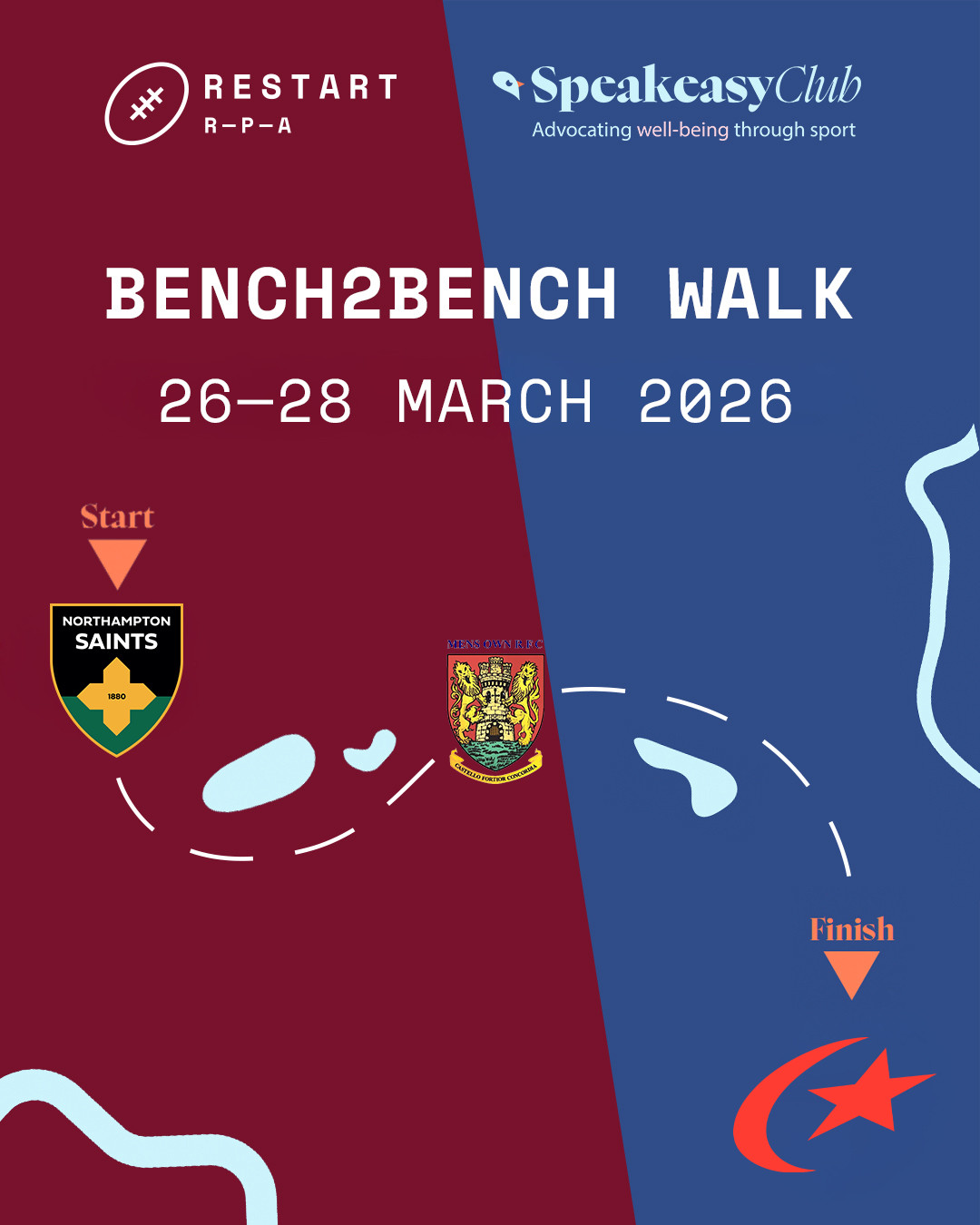 Restart Rugby & Speakeasy Club charity walk - Saints to Sarries