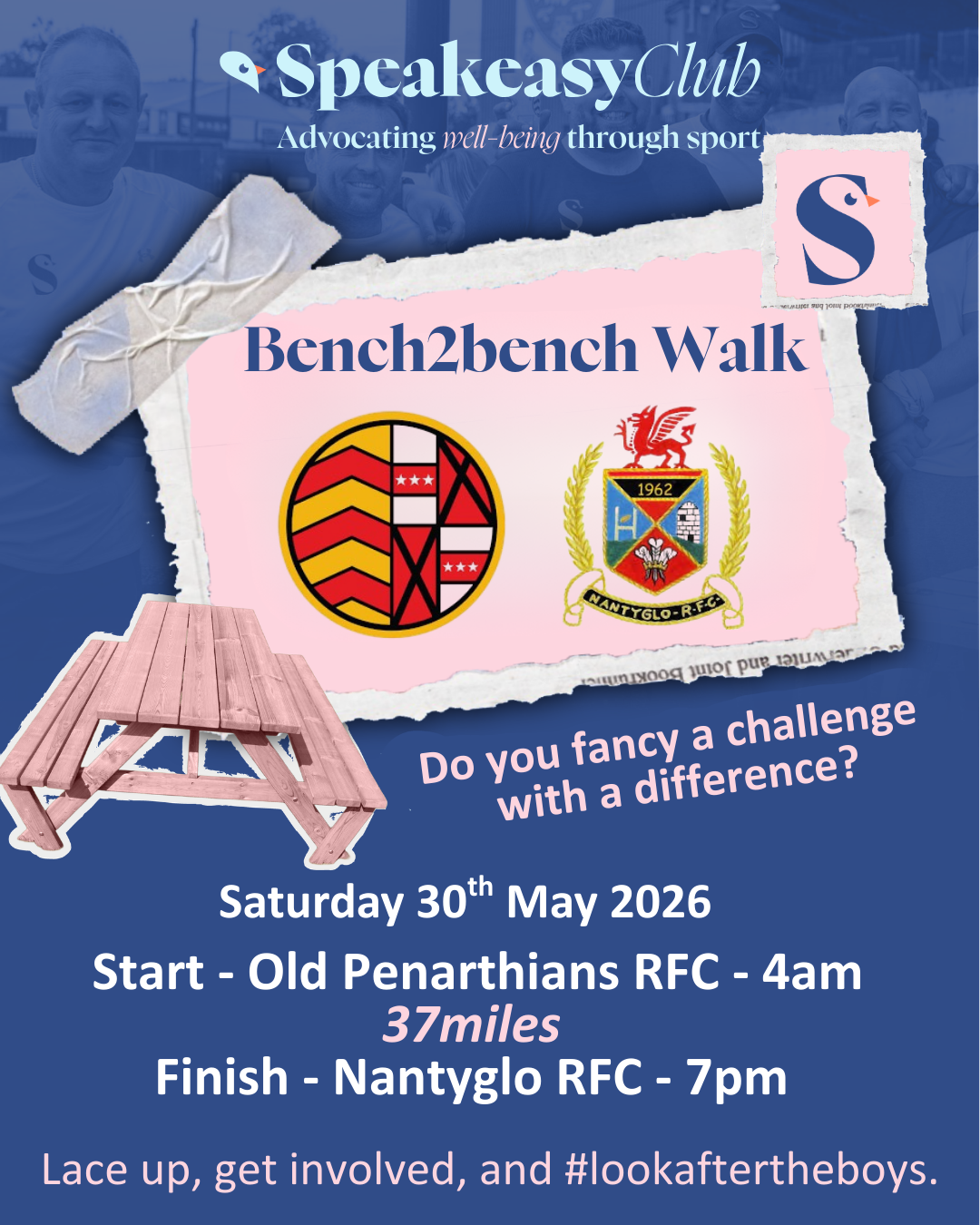 Bench2bench Walk - 30th May 2026 - Old Penarthians RFC to Nantyglo RFC