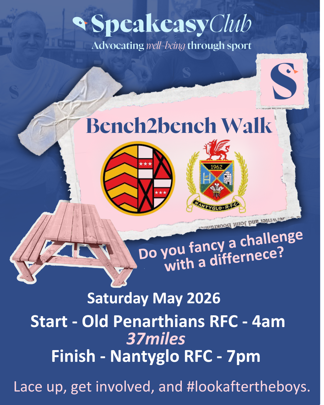 Bench2bench charity walk - The 'Rugby' One Old Penarthians RFC to Nantyglo RFC